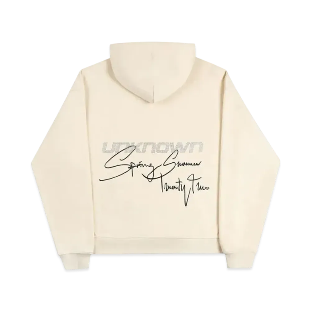 Unknown London Signature Rhinestone Hoodie "Beige"