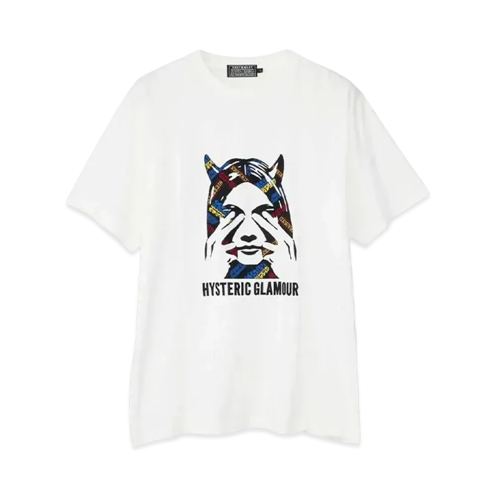 HYSTERIC GLAMOUR See No Evil Embroidery T-Shirt "White"