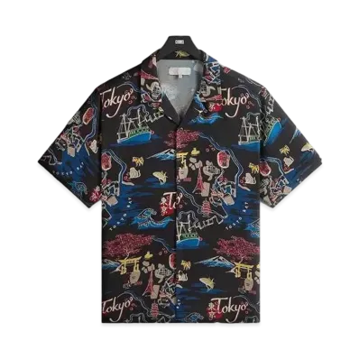 Kith Tokyo Thompson Camp Collar Shirt "Black"