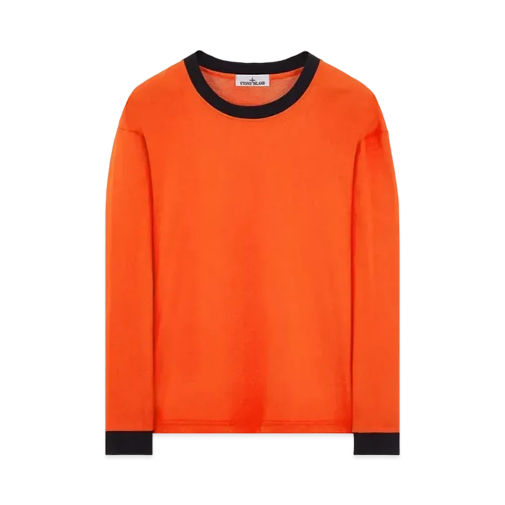 Stone Island 224X3 Marina Long Sleeve Crew Neck T-Shirt "Lobster Orange"