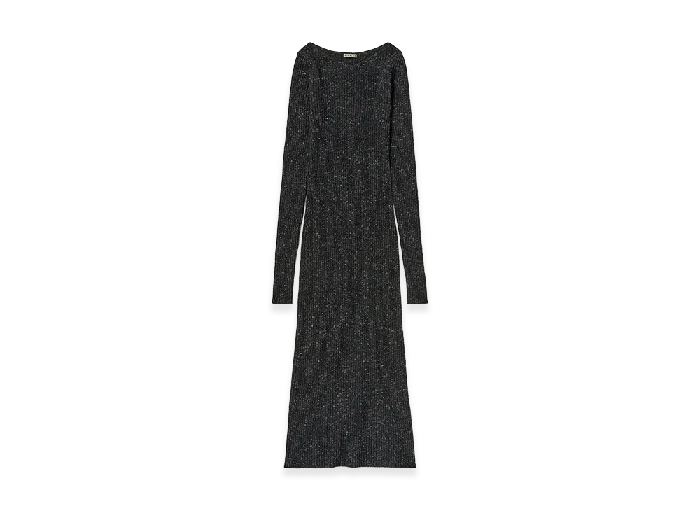 AURALEE Women's Cashmere Nep Knit Dress "Mix Black"