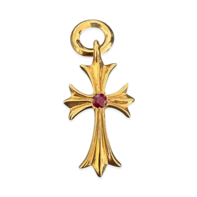 Chrome Hearts 22K Tiny CH Cross Pink Sapphire "Gold"
