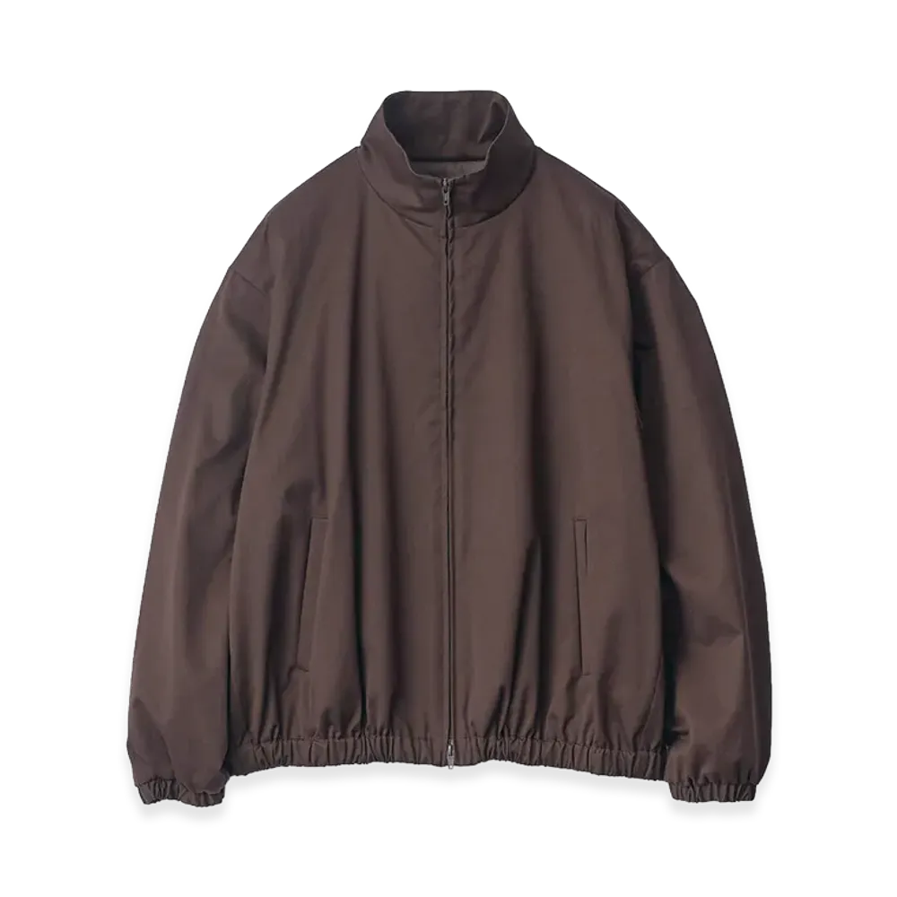 ssstein Cotton Satin Shirred Light Zip Jacket "Dark Brown"