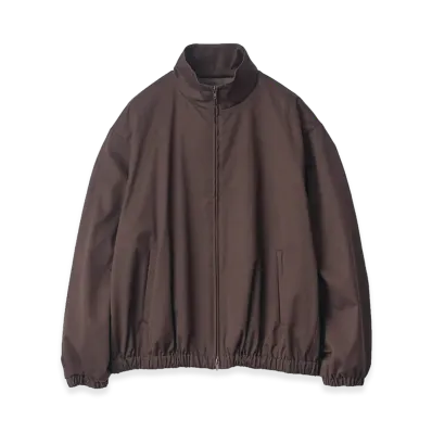 ssstein Cotton Satin Shirred Light Zip Jacket "Dark Brown"