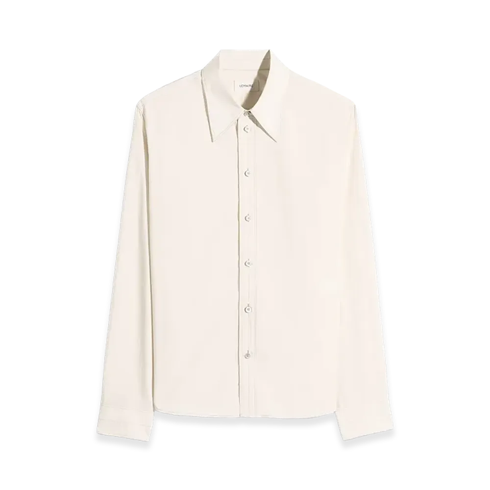 LEMAIRE Women's Washed Cotton Silk Pointed Collar Shirt "Light Cream"