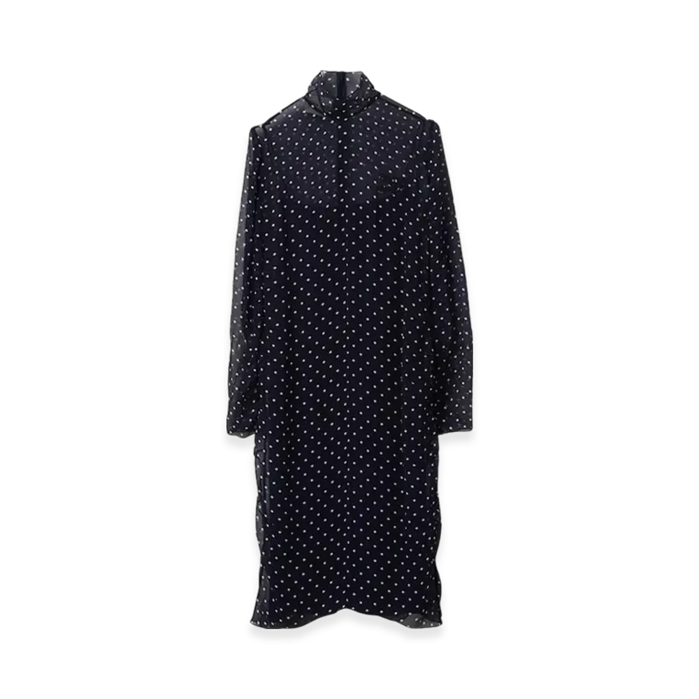 MIU MIU Women's Polka Dot Chiffon Dress "Blue/Ivory"
