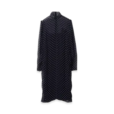 MIU MIU Women's Polka Dot Chiffon Dress "Blue/Ivory"