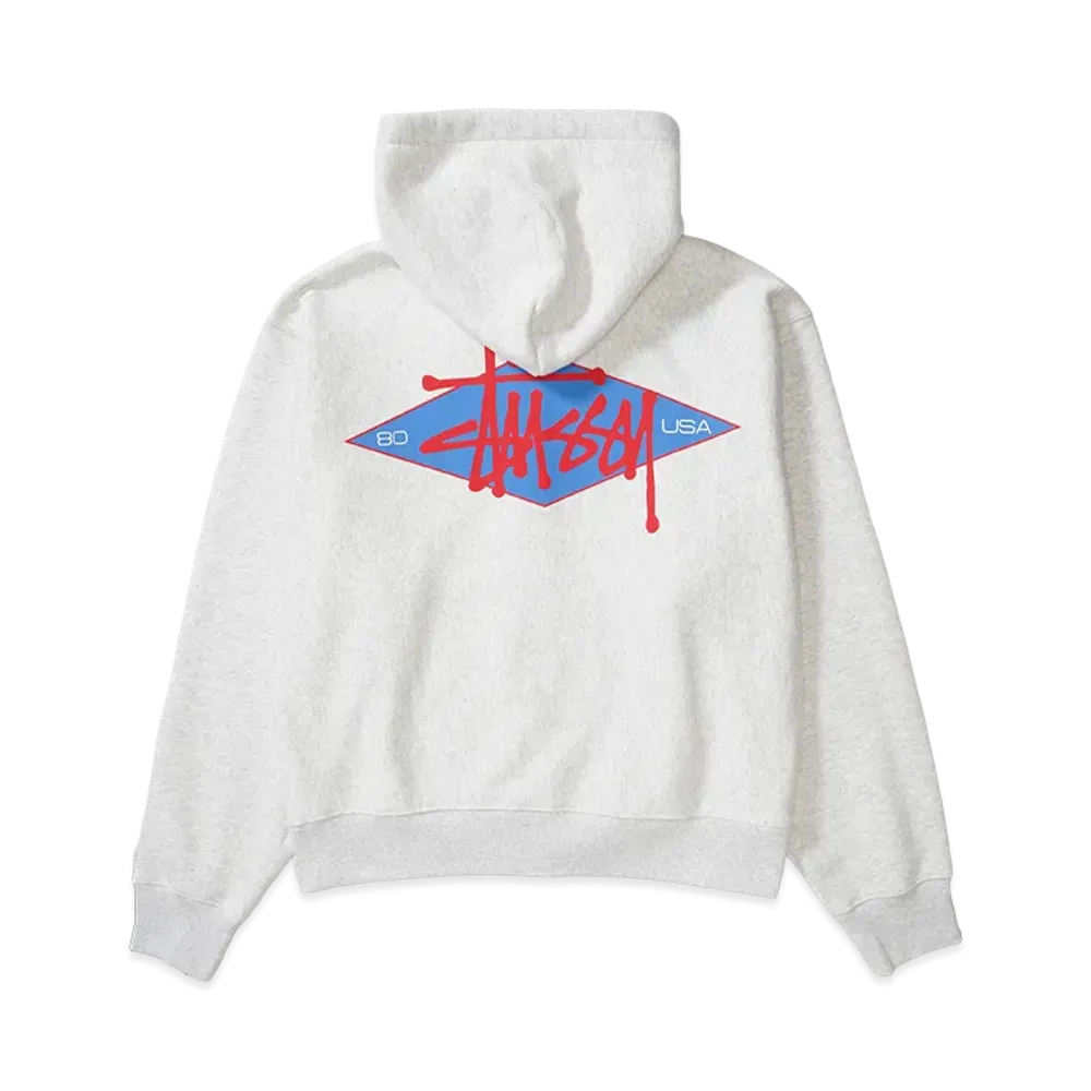 Stussy Basic Diamond Zip Hoodie "Ash Heather"