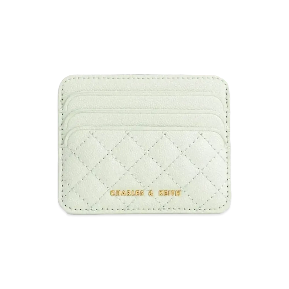 CHARLES & KEITH Cleo Quilt Card Holder "MintGreen"
