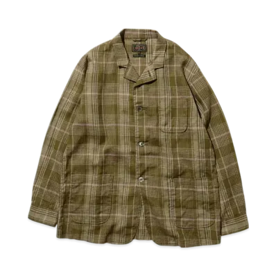 BEAMS 4B Cuffs Jacket Mesh Plaid "Olive"