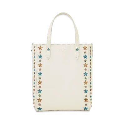 Jimmy Choo Pegasi N/S Soft Grainy Calf Leather Tote Bag With Star Studs "Multicolour/Latte"