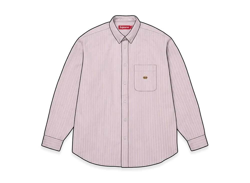 Supreme Loose Fit Flannel Oxford Shirt "Lavender Stripe" (26FW)