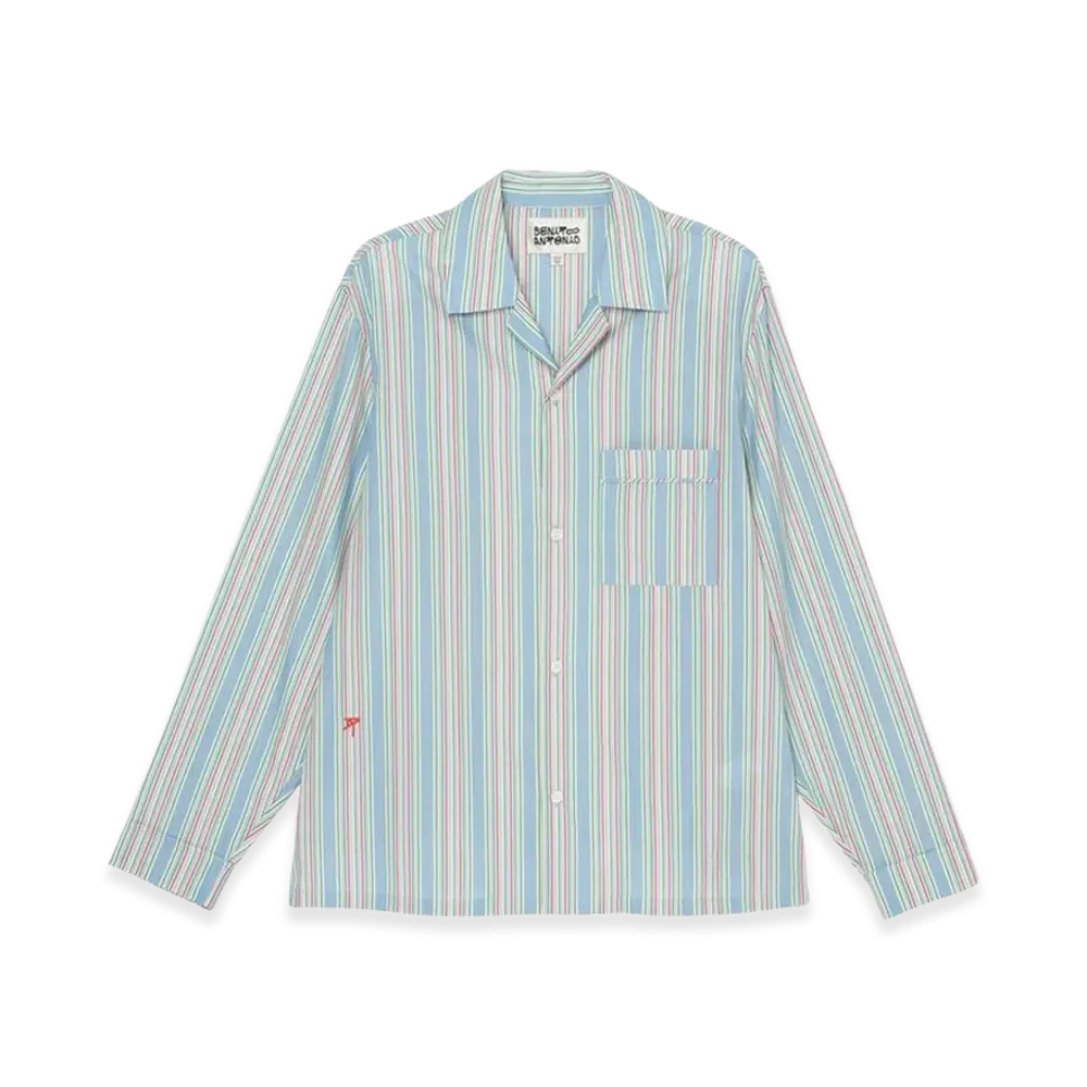 ZARA x Bad Bunny Benito Antonio Relaxed Fit Striped Jacquard Shirt "Light Blue"