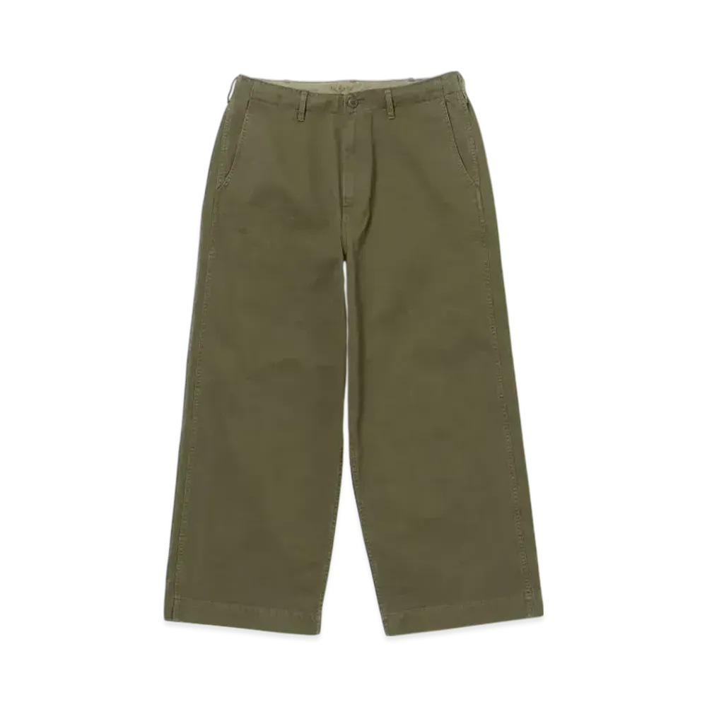 BEAMS 1940s Detail Wide Chino Pants "Olive"