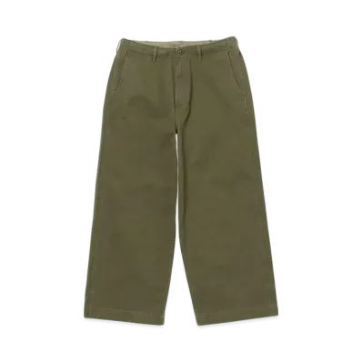 BEAMS 1940s Detail Wide Chino Pants "Olive"