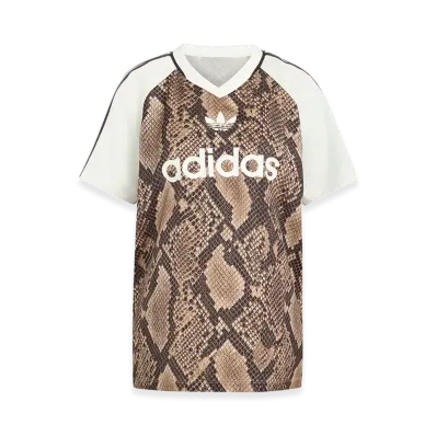 adidas Women's Snake Print Satin Jersey "Linen/Magic Beige"