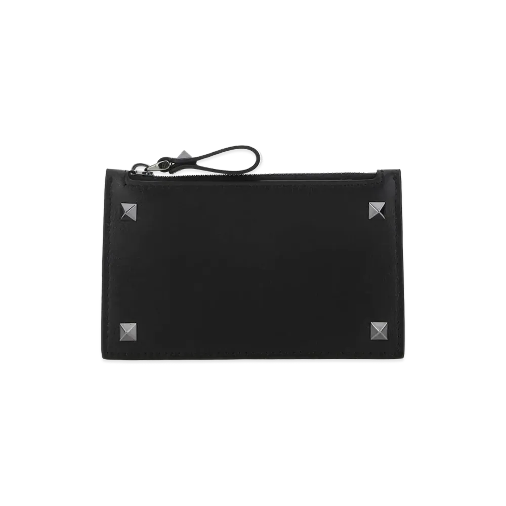 Valentino Leather Rockstud Card Holder "Black"