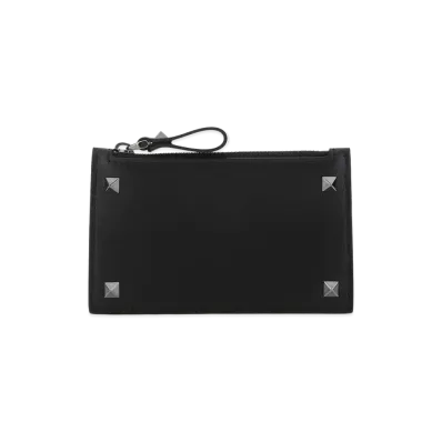 Valentino Leather Rockstud Card Holder "Black"
