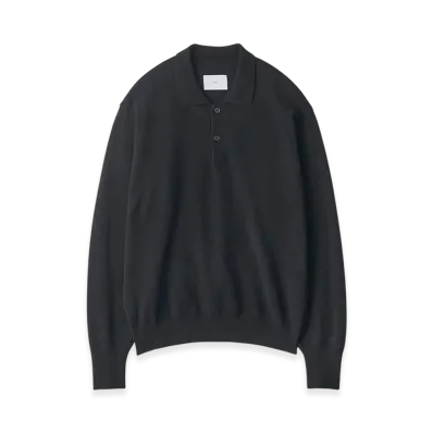 ssstein Extra Fine Wool Knit Polo LS "Black"