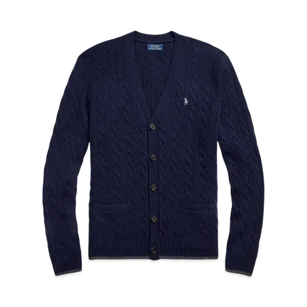 Polo Ralph Lauren Cable Knit Wool Cashmere Cardigan "Blue"