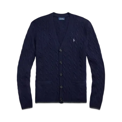 Polo Ralph Lauren Cable Knit Wool Cashmere Cardigan "Blue"
