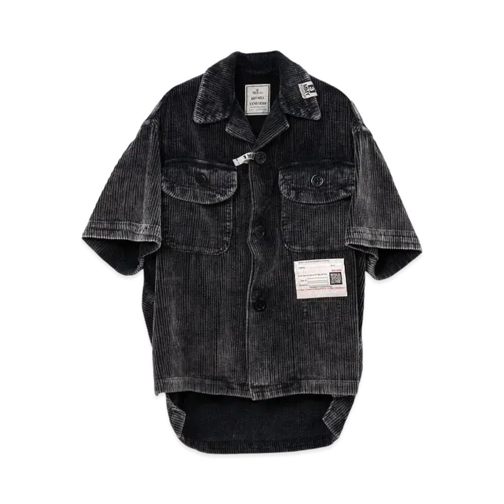 Maison MIHARA YASUHIRO Amateur Sewn Like Corduroy Short-Sleeve Shirt "Black"
