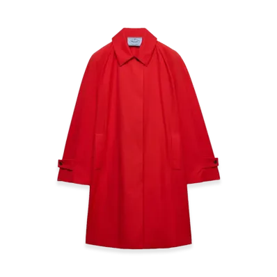 PRADA Women's Gabardine Overcoat "Red"