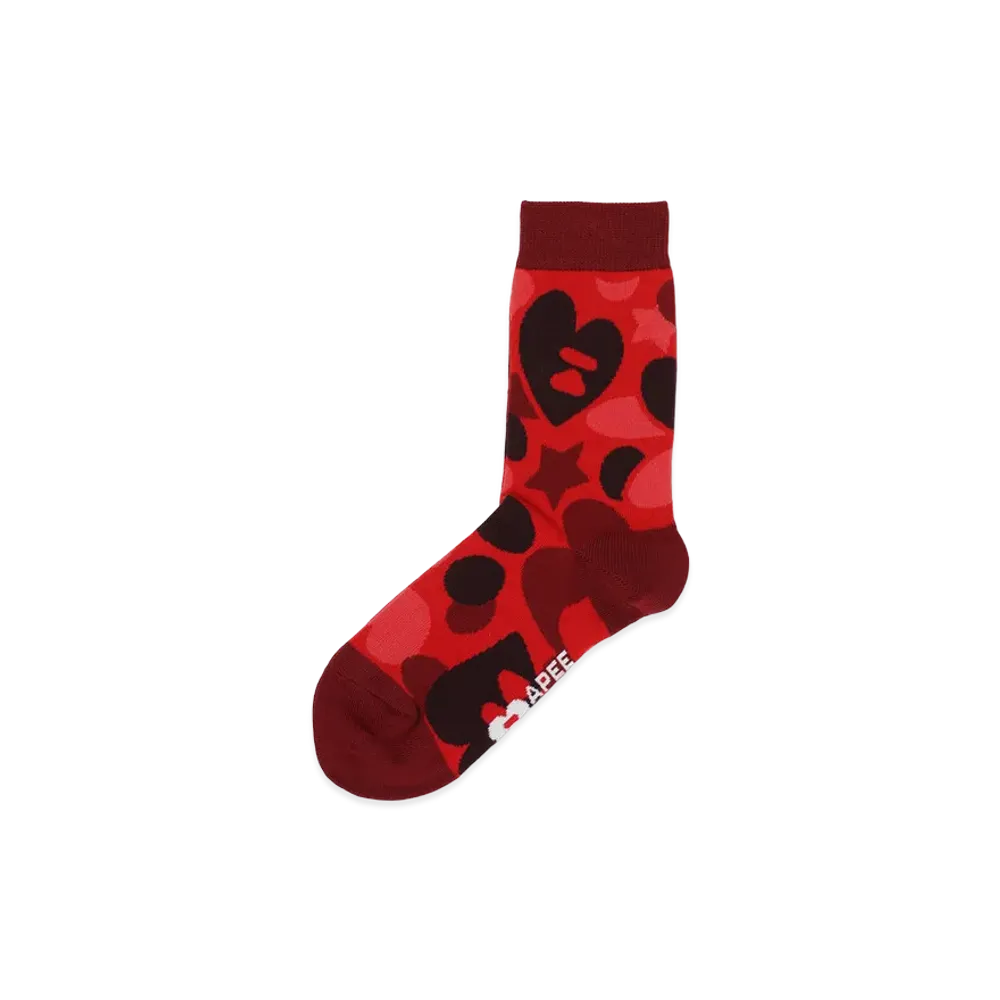 A BATHING APE Women's Camo Socks #1 "Red"