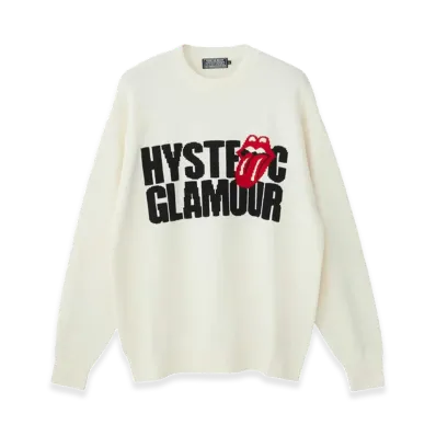 HYSTERIC GLAMOUR x The Rolling Stones Hysteric Logo & Tongue Knit Sweater "White"