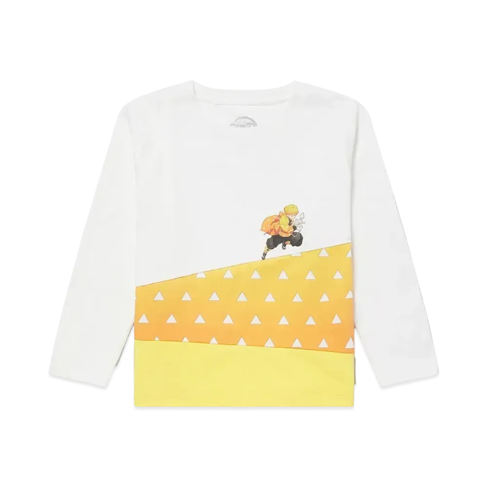 graniph x DEMON SLAYER Zenitsu Agatsuma Kids Long Sleeve T-Shirt "White"
