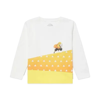 graniph x DEMON SLAYER Zenitsu Agatsuma Kids Long Sleeve T-Shirt "White"