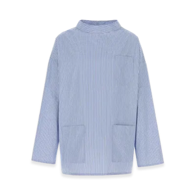 PRADA Embroidered Poplin Shirt "Light Blue"