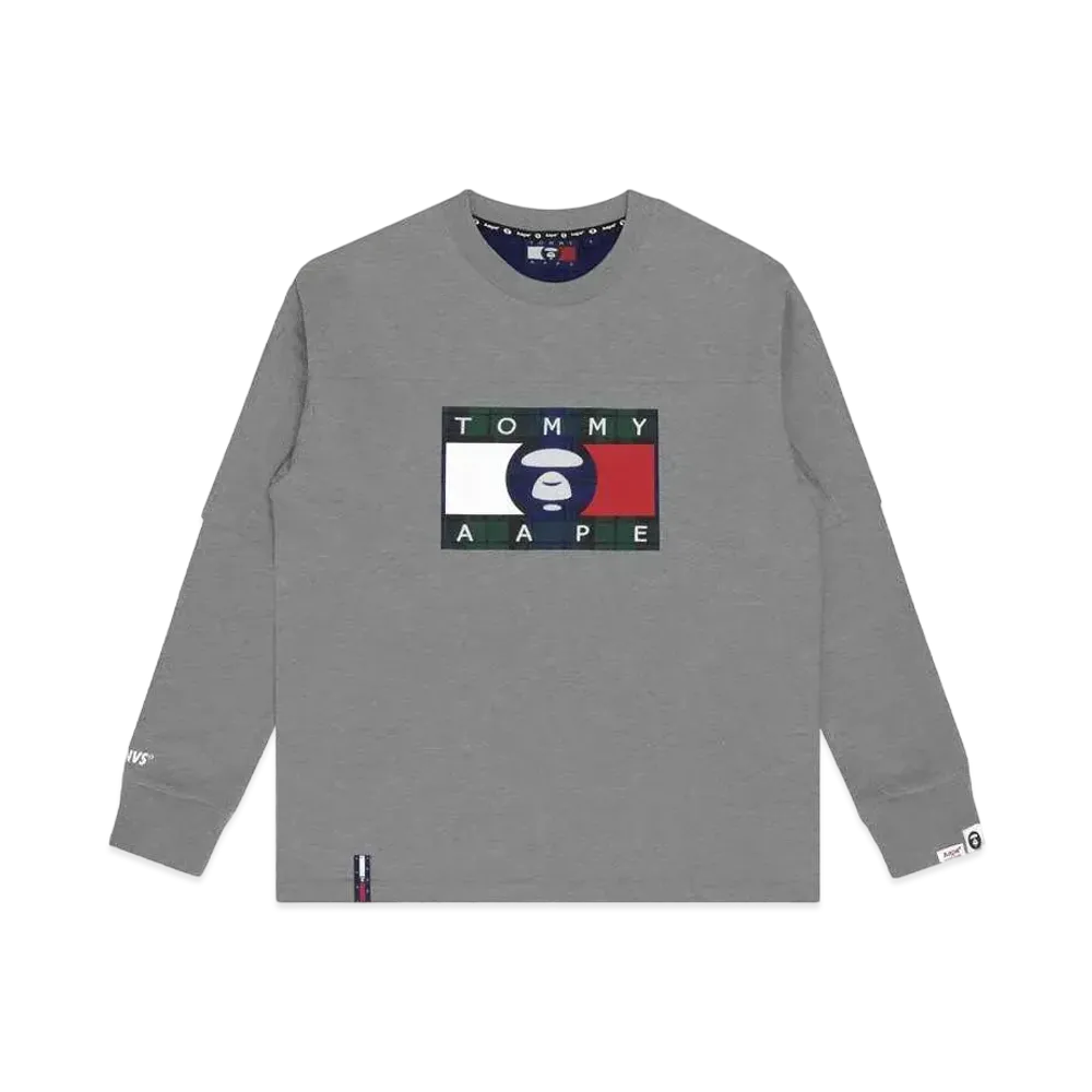 AAPE x Tommy Faux Layered Logo T-Shirt "Gray"