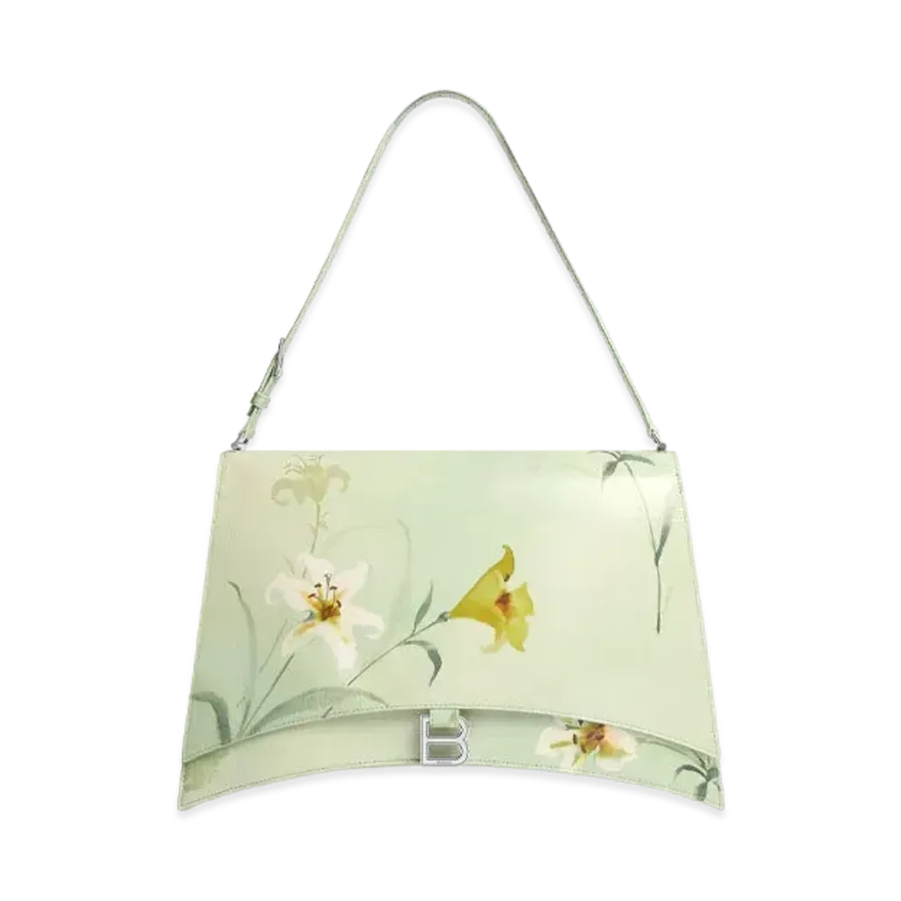 BALENCIAGA Crash Lily's Print Large Shoulder Bag "Green"