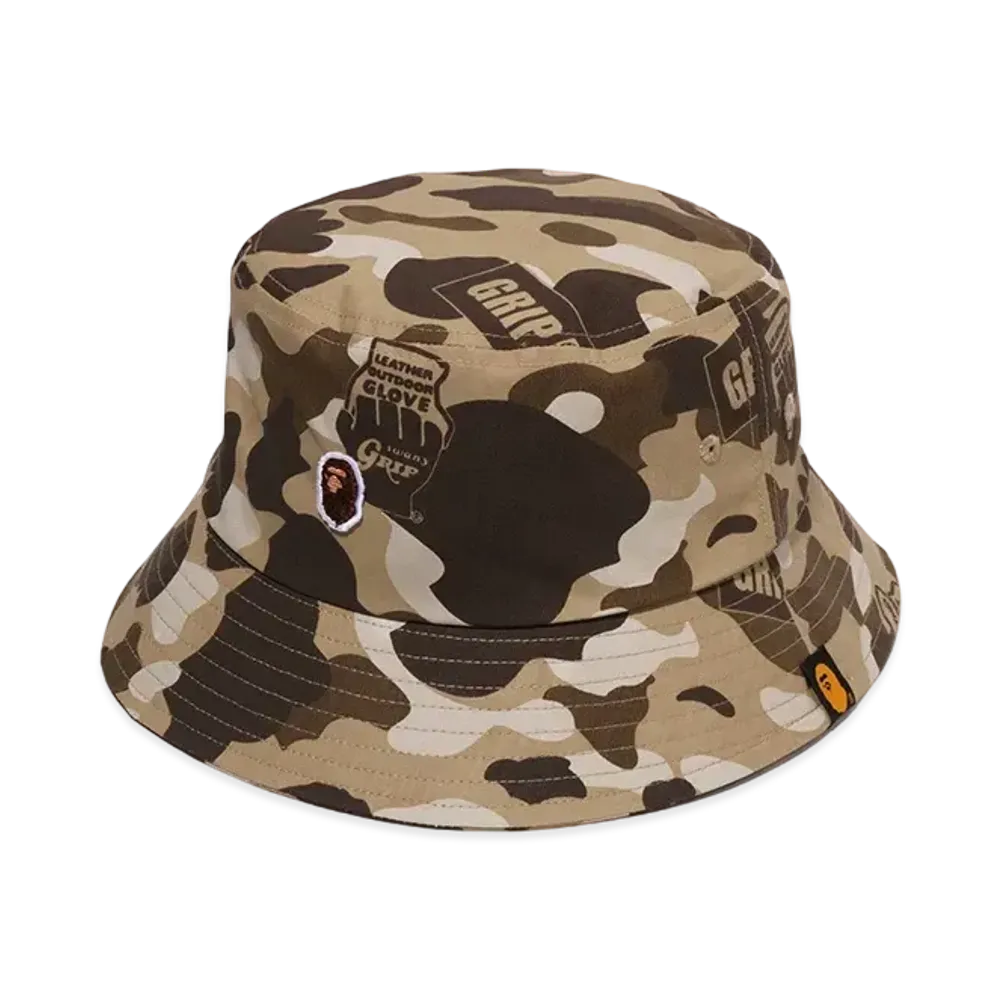 A BATHING APE x GRIP SWANY Camo Fireproof Bucket Hat "Beige"