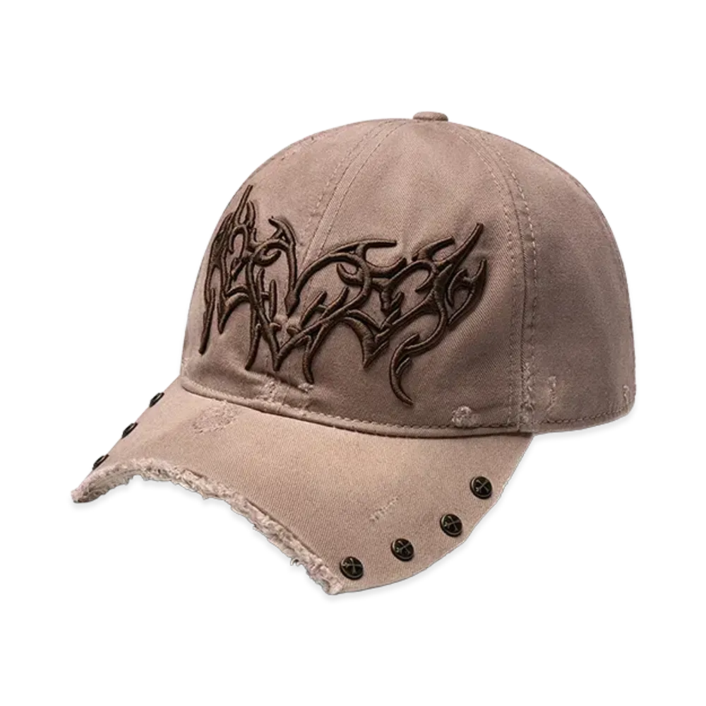 SUPPLIER Ripped Brim Heart Tribal 6 Panel Cap "Beige"
