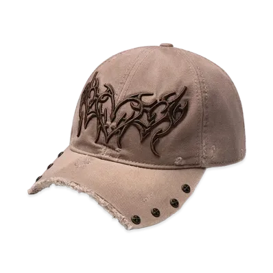 SUPPLIER Ripped Brim Heart Tribal 6 Panel Cap "Beige"
