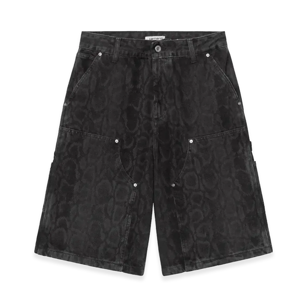 Carhartt WIP Women's Snake Nixon Double Knee Short "Snake Camo/Black(Heavy Stone Wash)"