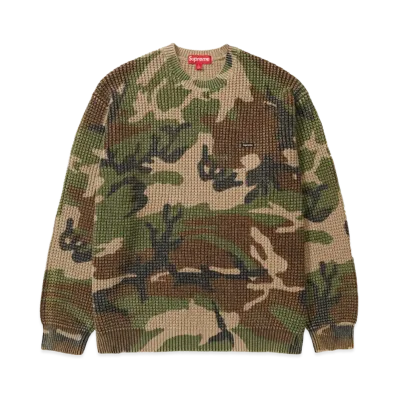 Supreme Washed Small Box Waffle Sweater "Woodland Camo"