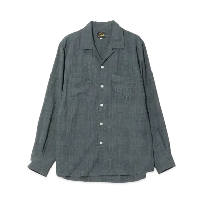 NEEDLES One-Up Shirt - Rayon Fine Pattern Jacquard "Green"