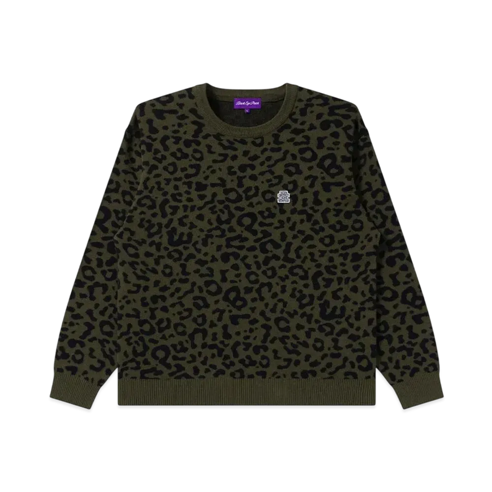 BlackEyePatch Og Label Leopard Knit Sweater "Olive"