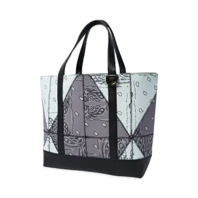 THE WORLD IS YOURS Geometric Paisiey Tote Bag (菱形) "GRAYxLIGHT BLUE"