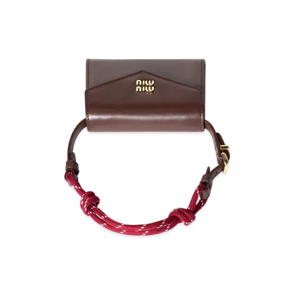 MIUMIU Leather Shoulder Wallet "Brown/Wine Red"