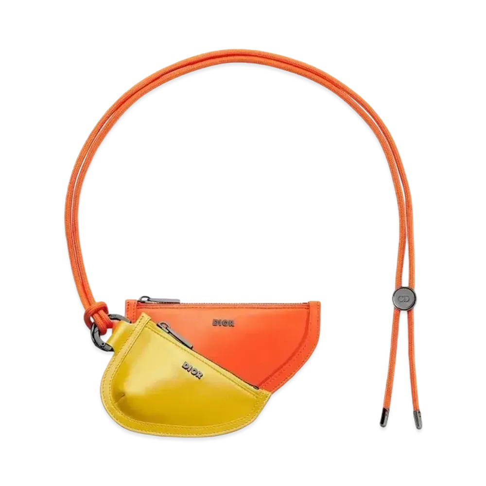 Dior Saddle Double Pouch Smooth Calfskin "Yellow/Orange"
