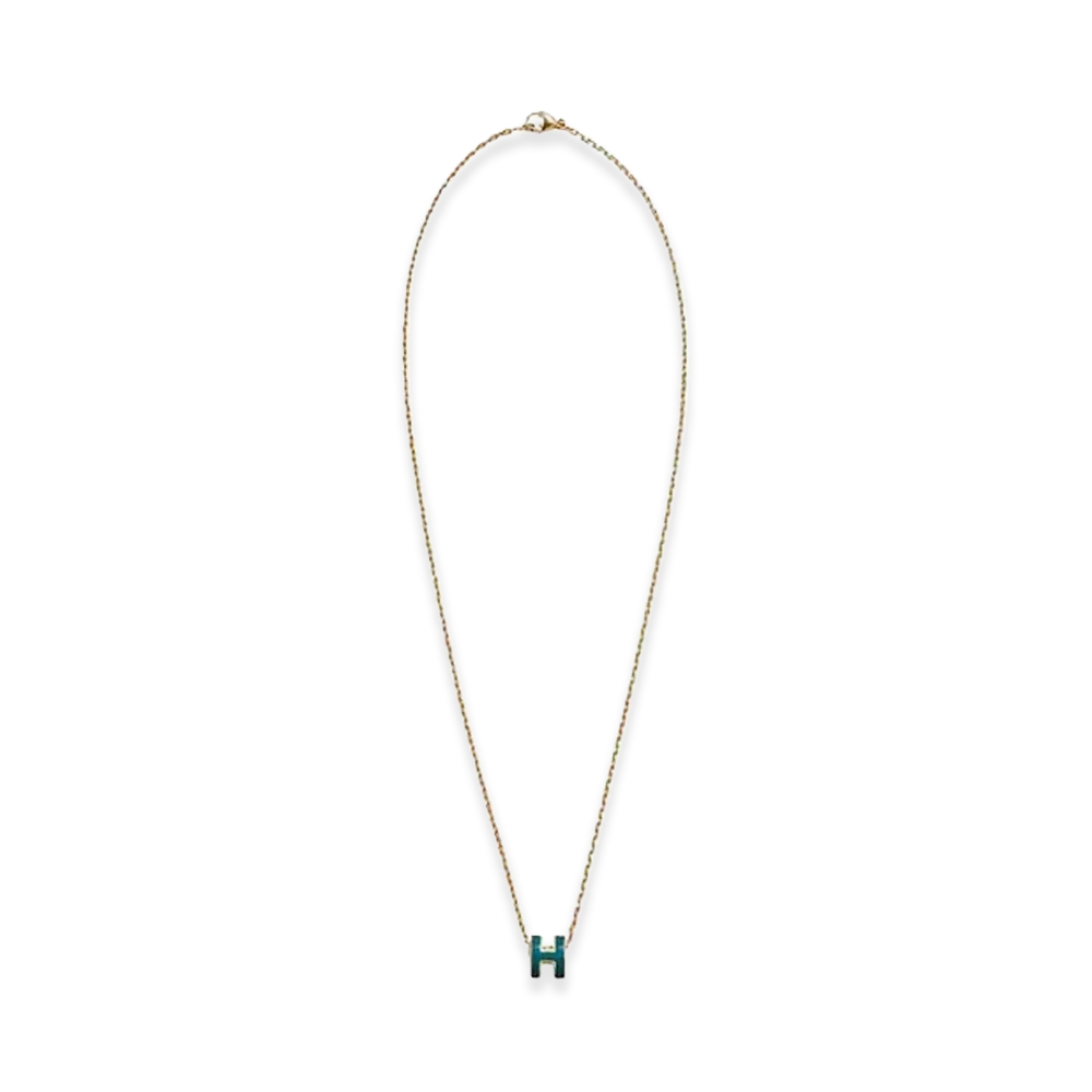 Hermes Mini Pop H Pendant "Gold/Bleu Jean"