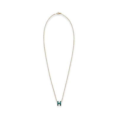 Hermes Mini Pop H Pendant "Gold/Bleu Jean"