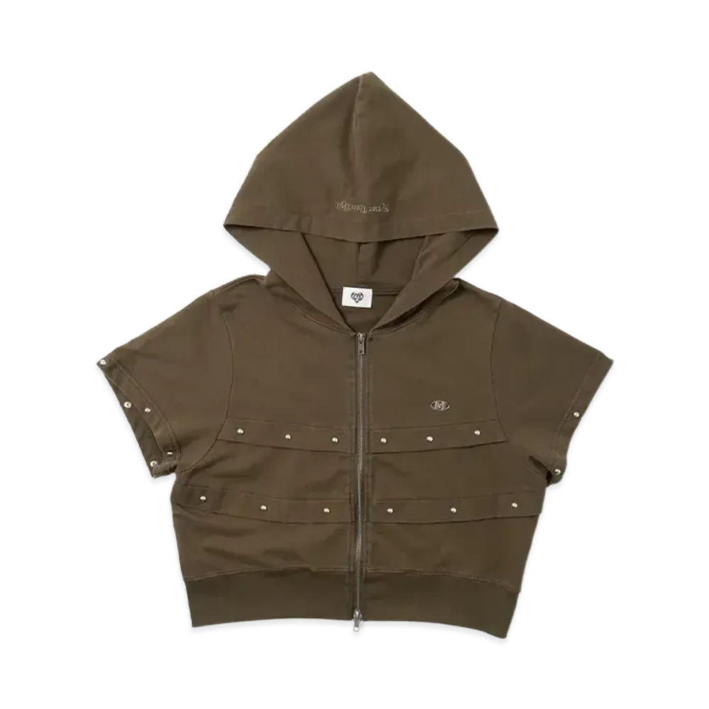 HTH short sleeve zip hoodie "KHAKI"