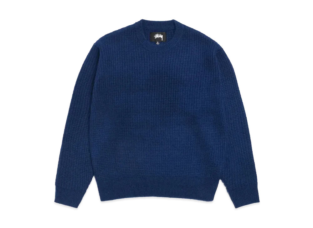 Stussy Waffle Knit Cashmere Crew "Navy"
