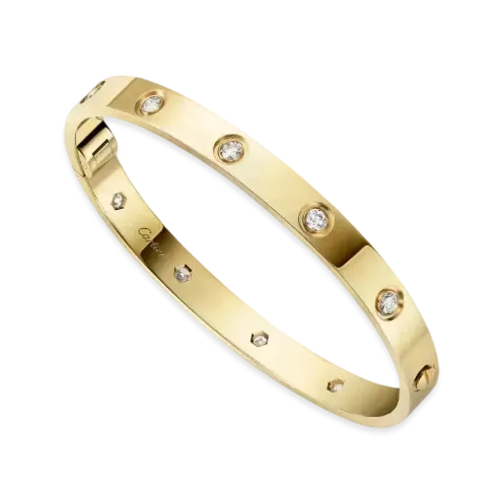 Cartier Love Bracelet Single-Screw Closure Classic Model 10 Diamonds "Yellow Gold"