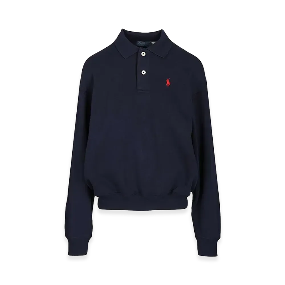 Polo Ralph Lauren Women's Cotton Blend Long Sleeve Polo Shirt "Navy Blue"